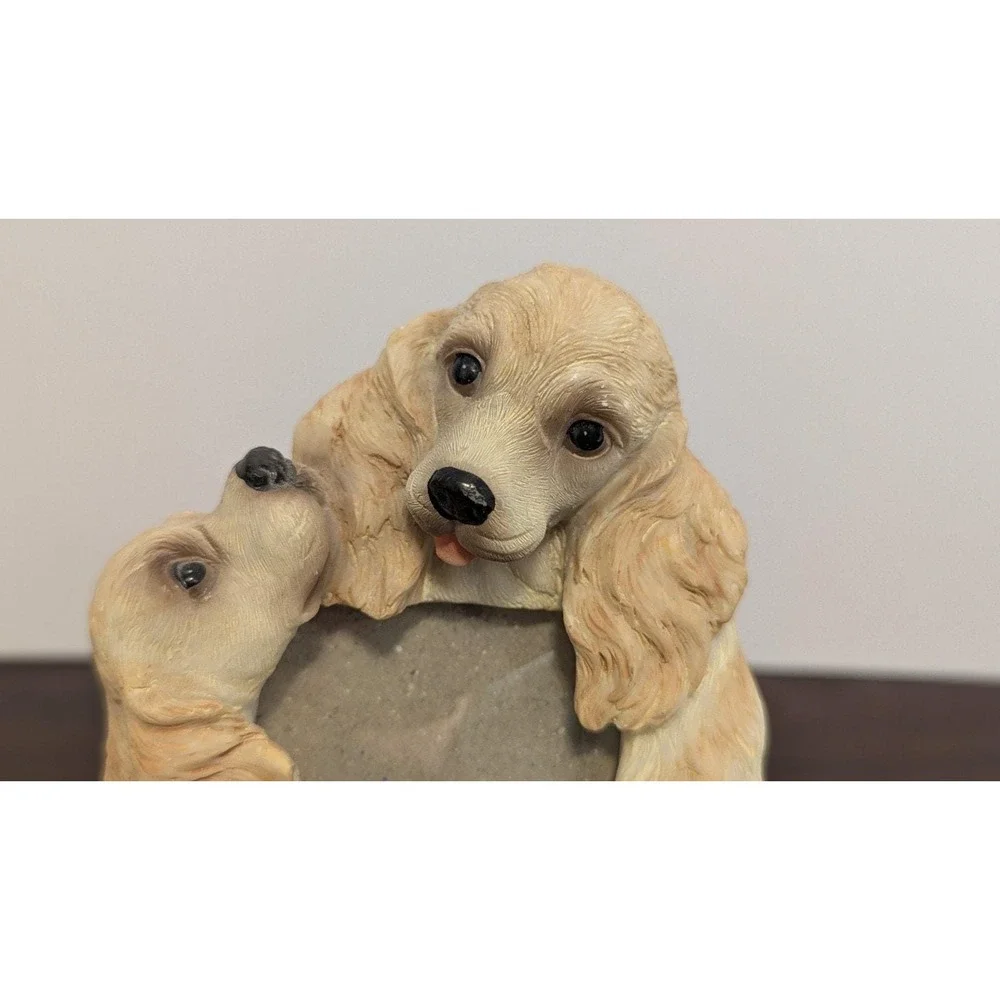 Vintage Cocker Spaniel Dog Picture Frame Resin Puppy Photo Frame 5.5” Tall
